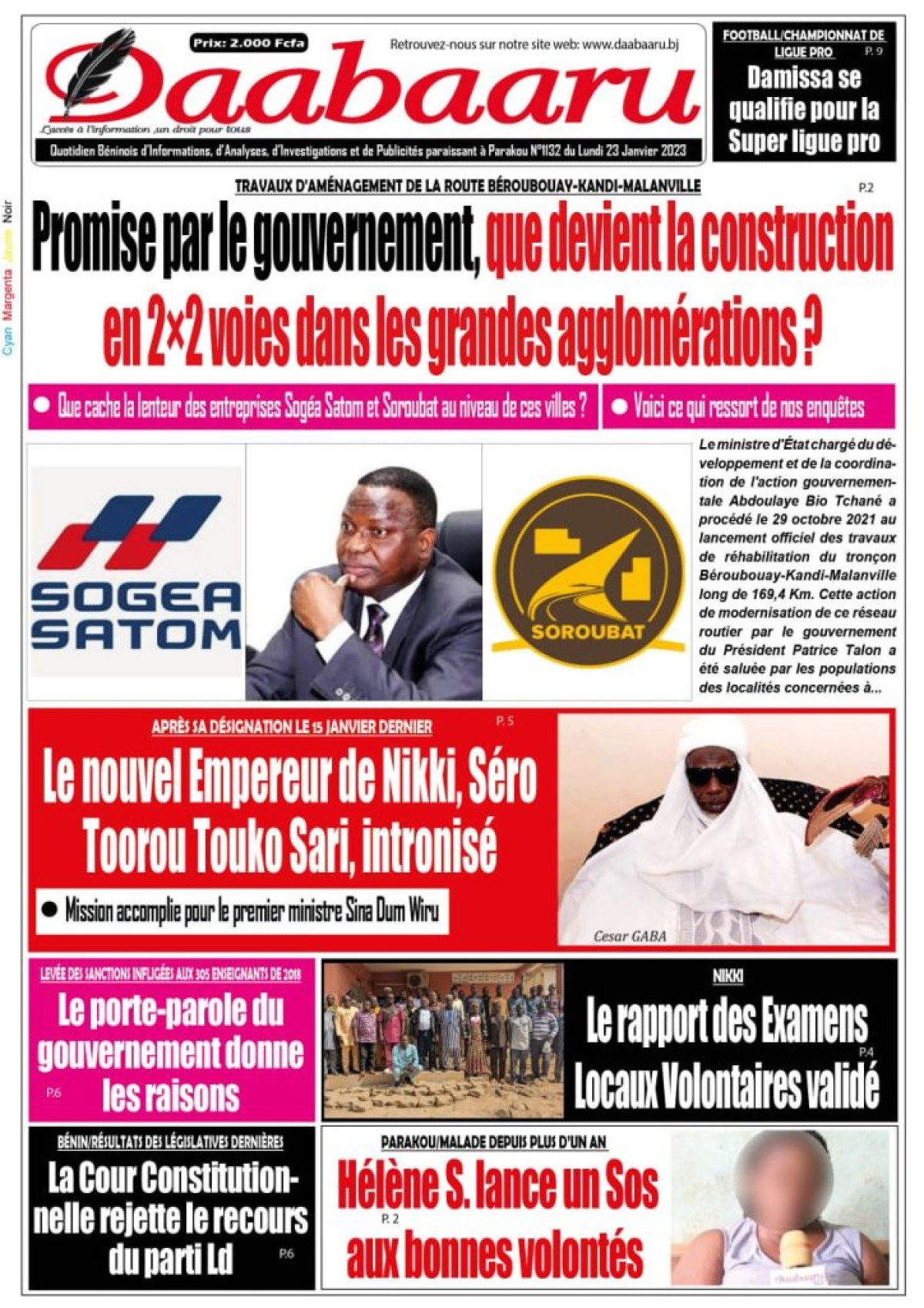 UNE DU LUNDI 23 JANVIER 2023