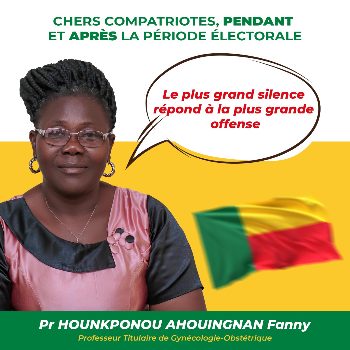 Élections législatives et communales du janvier 2026 au bénin :Le message du Professeur Fanny Hounkponou Ahouingnan aux populations