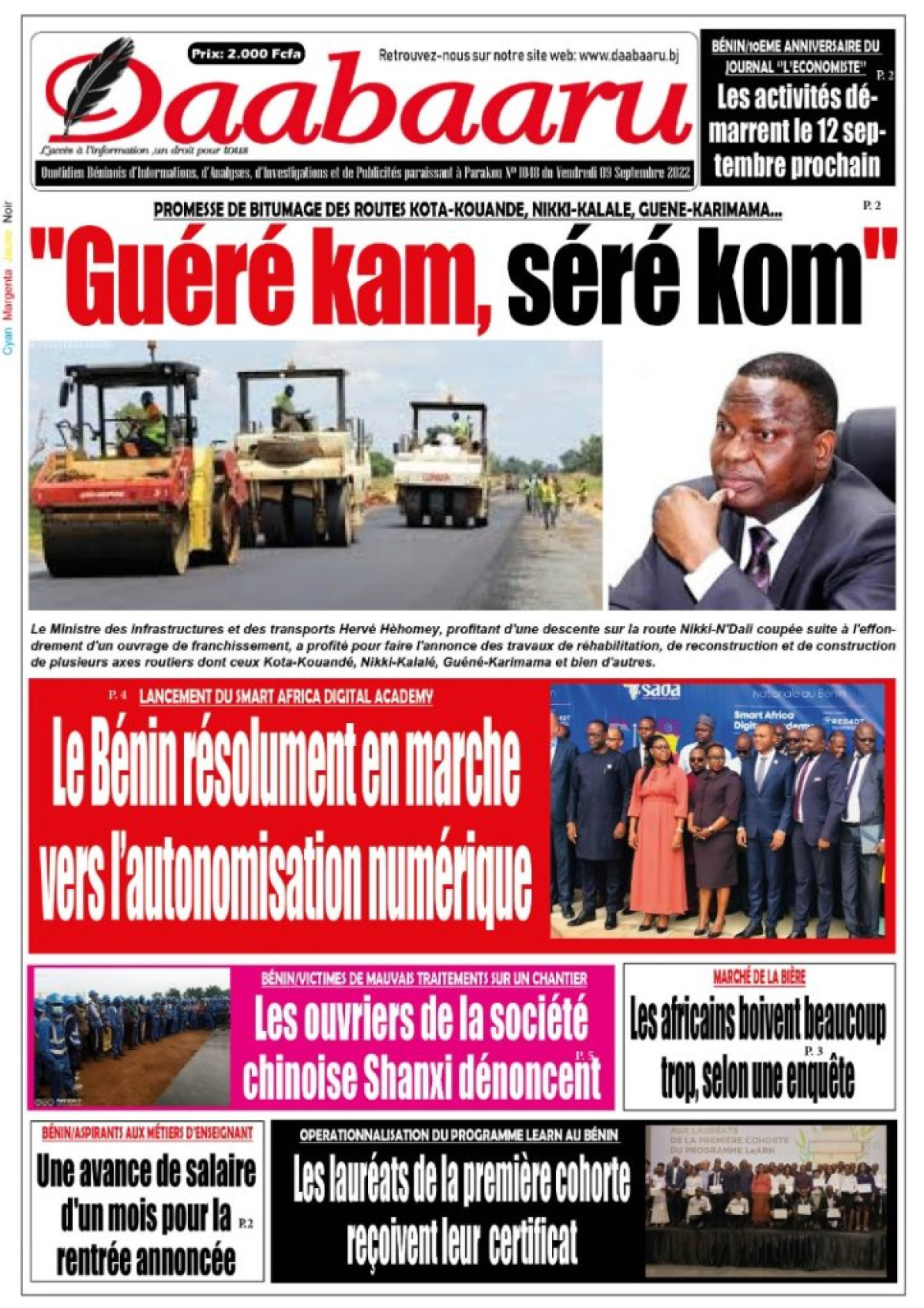 UNE DU VENDREDI 9 SEPTEMBRE 2022