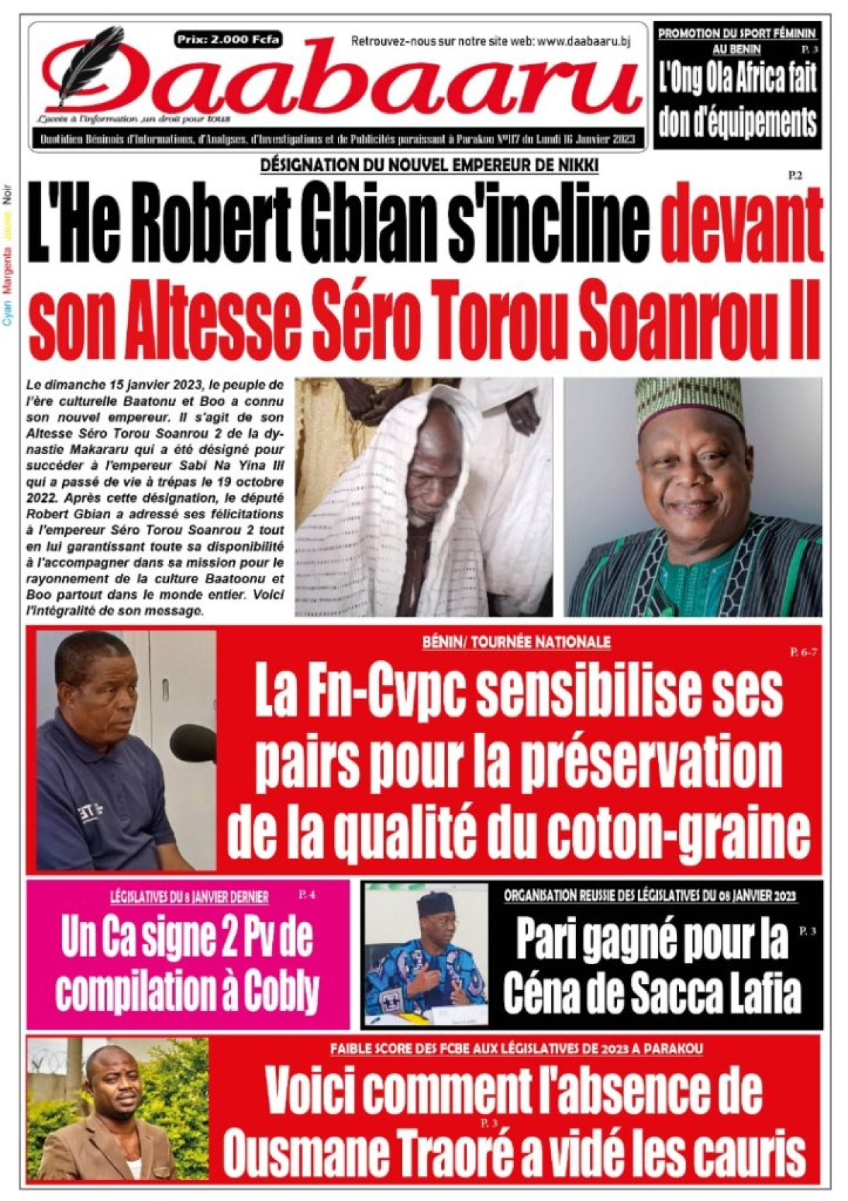 UNE DU LUNDI 16 JANVIER 2023