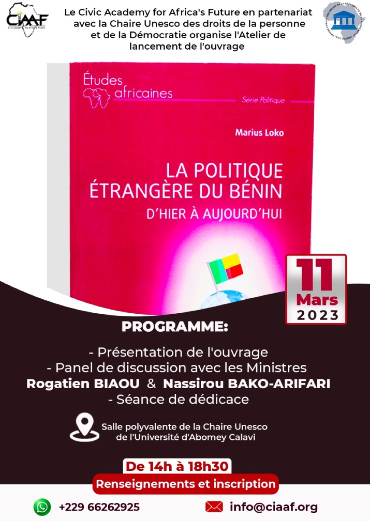 UNIVERSITÉ D&rsquo;ABOMEY-CALAVI : Marius Loko lance son ouvrage le 11 mars prochain