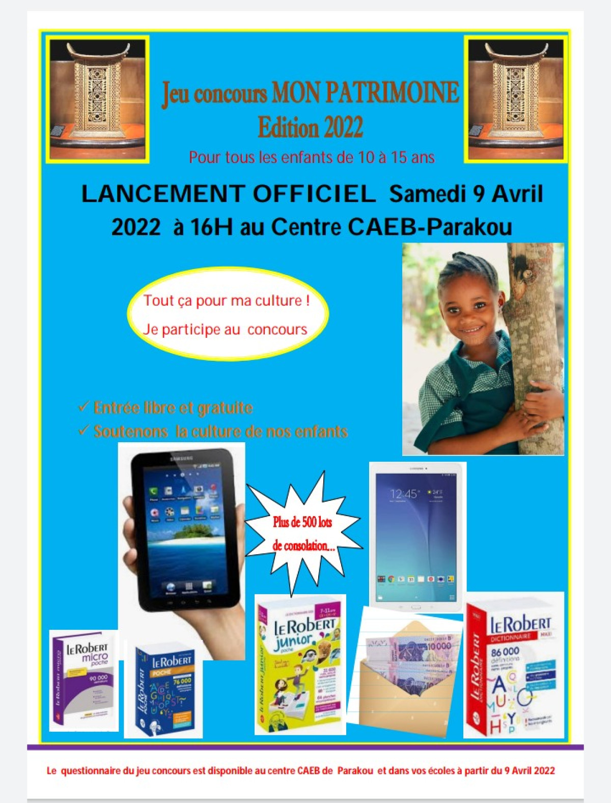 JEU-CONCOURS « MON PATRIMOINE » À PARAKOU : Le lancement officiel prévu pour le samedi 9 avril prochain