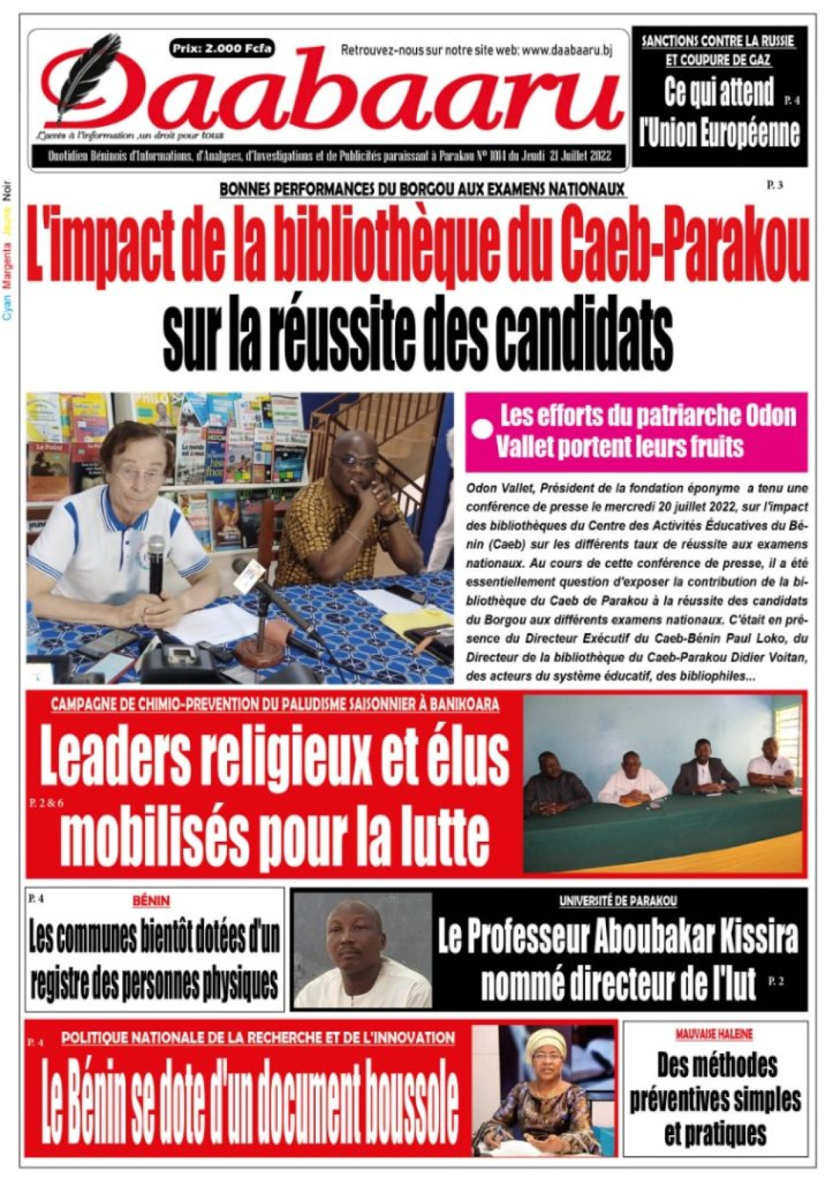 UNE DU JEUDI 21 JUILLET 2022