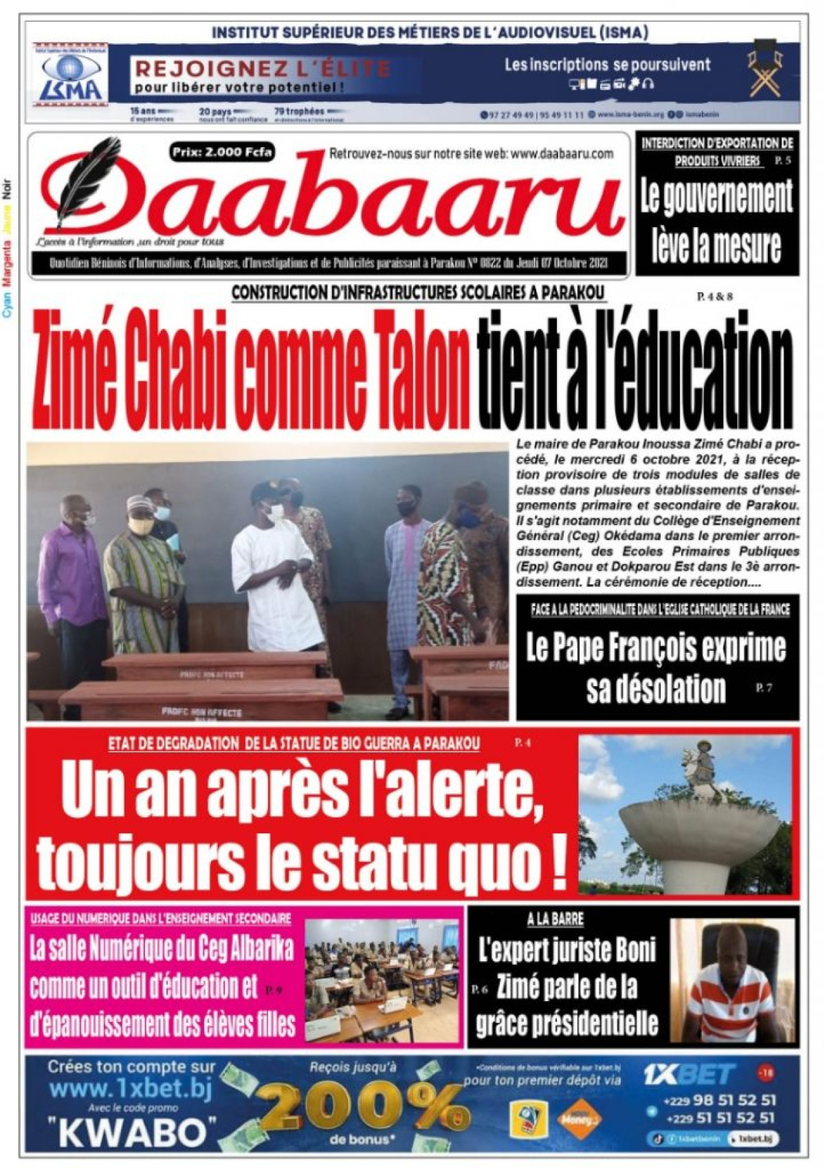 Parution du jeudi 07 octobre 2021