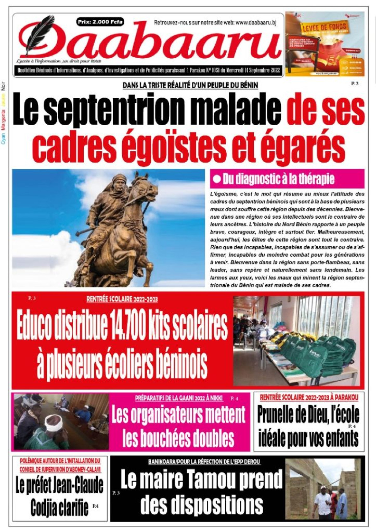 UNE DU MERCREDI 14 SEPTEMBRE 2022