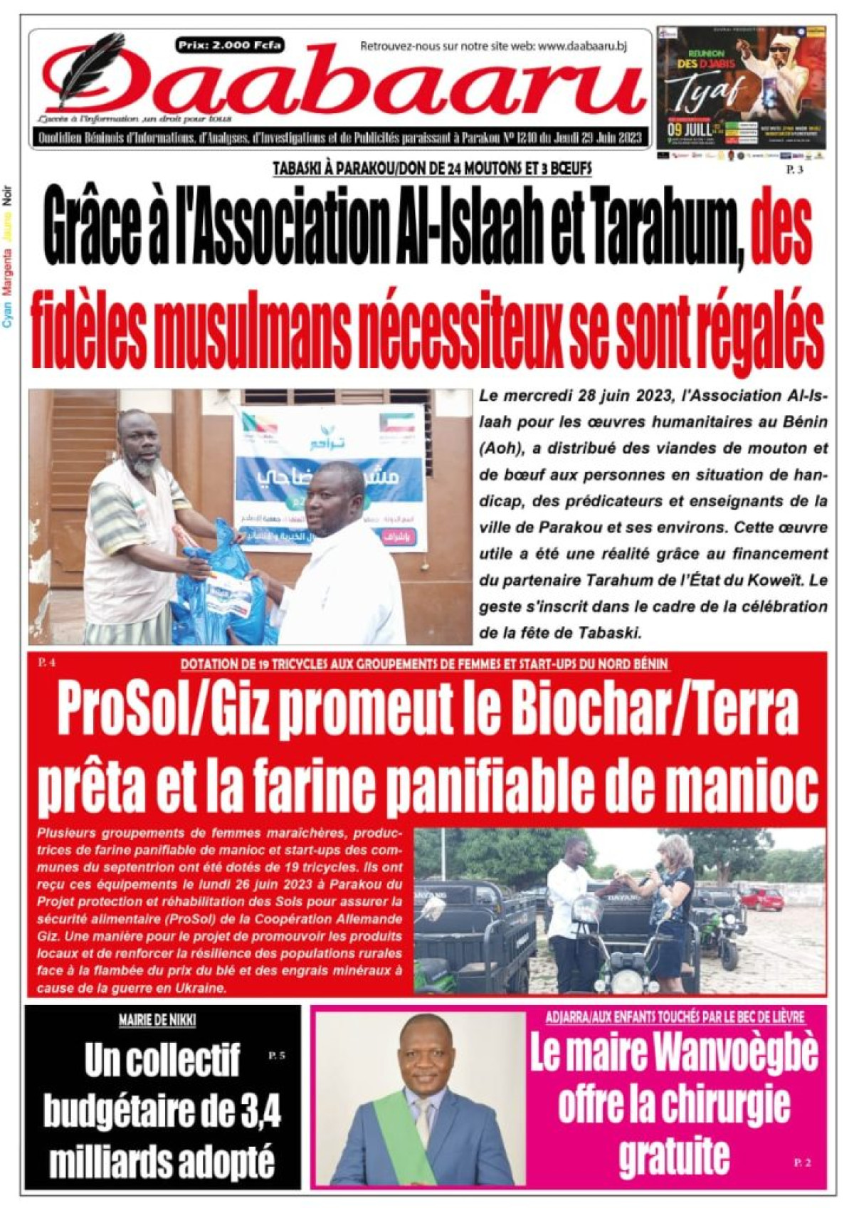 UNE DU JEUDI 29 JUIN 2023