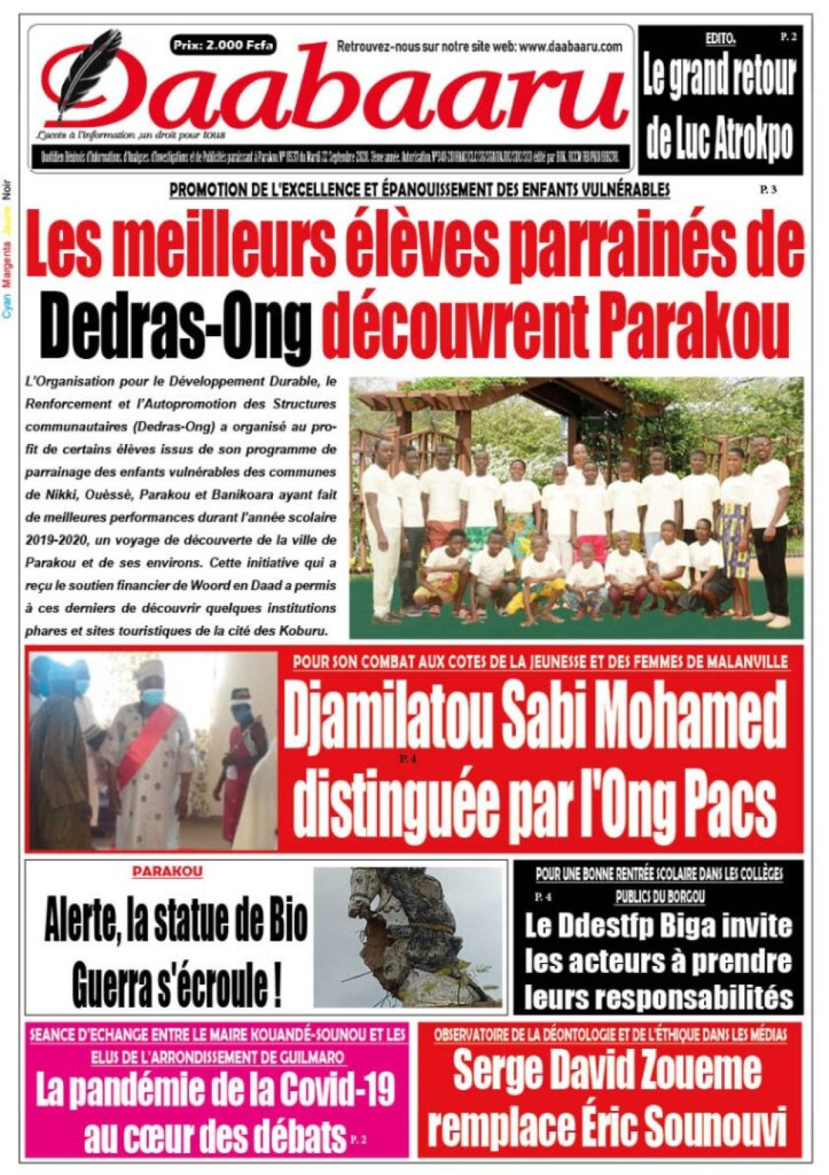 Parution du mardi 22 septembre 2020