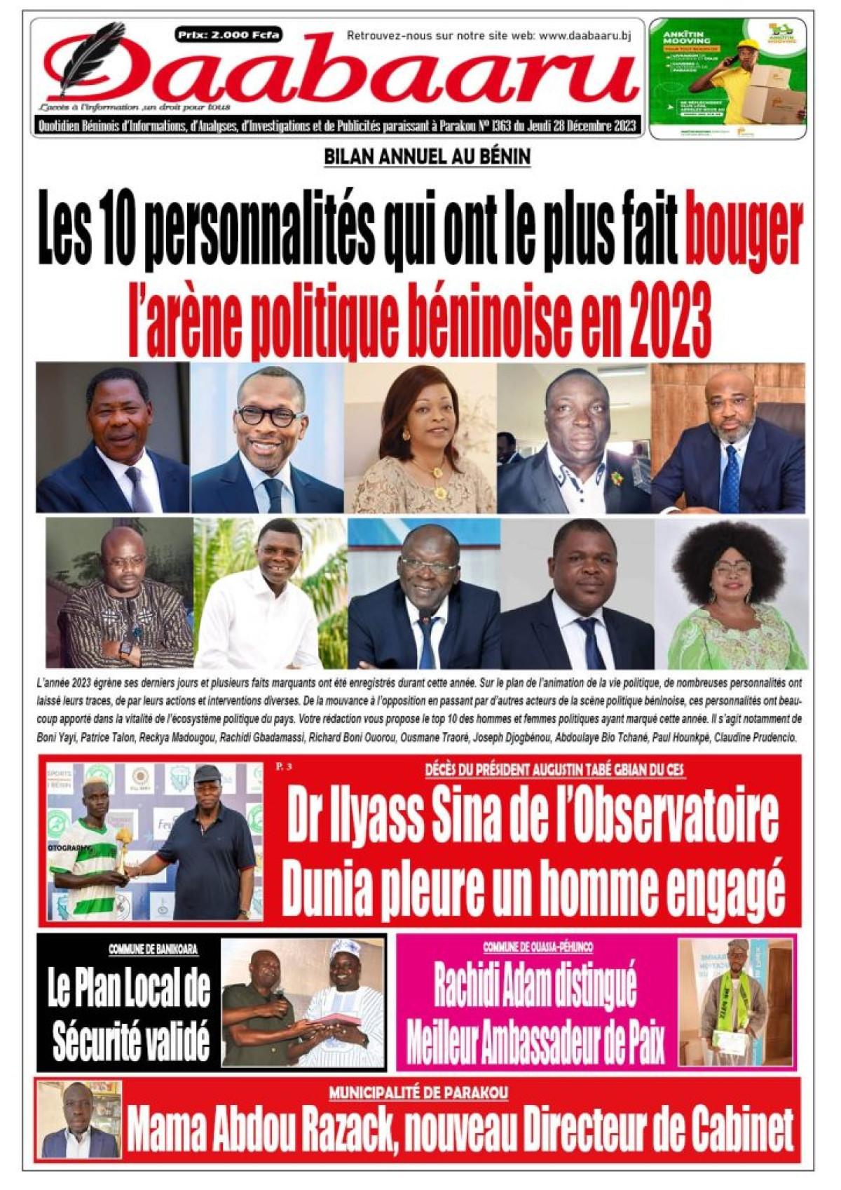 Parution du jeudi 28 décembre 2023