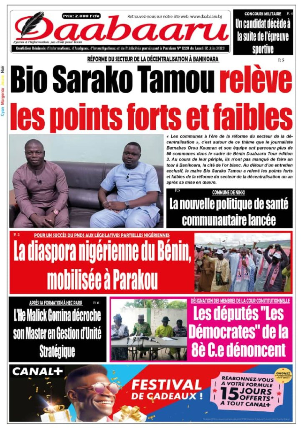 UNE DU LUNDI 12 JUIN 2023