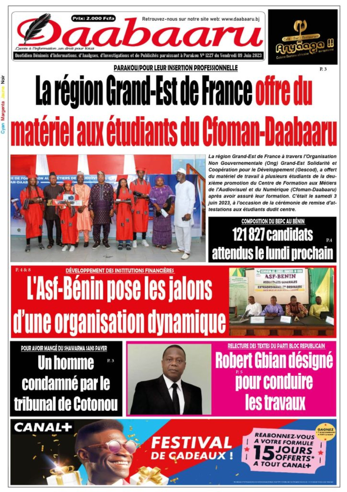 UNE DU VENDREDI 9 JUIN 2023