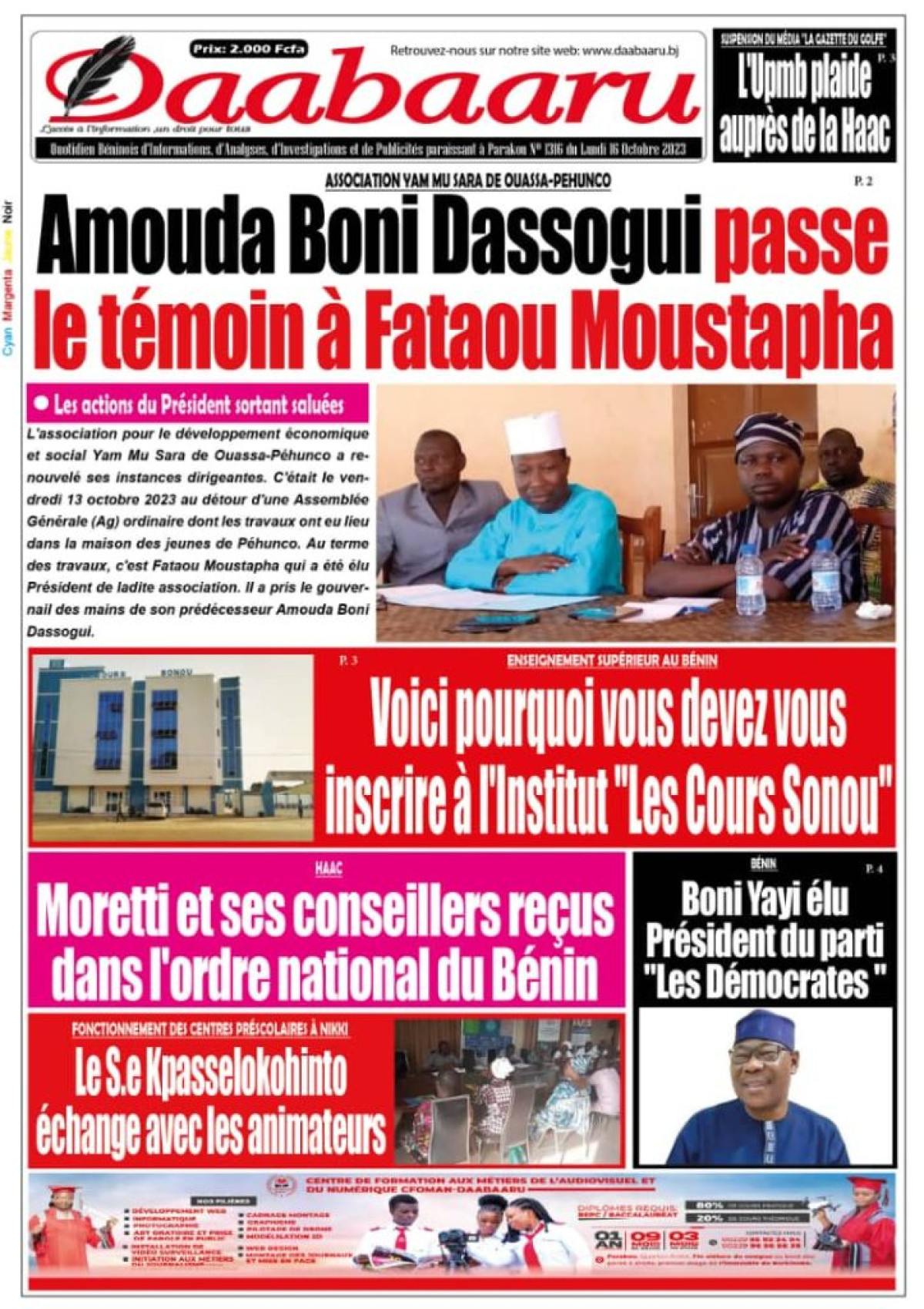 UNE DU LUNDI 16 OCTOBRE 2023