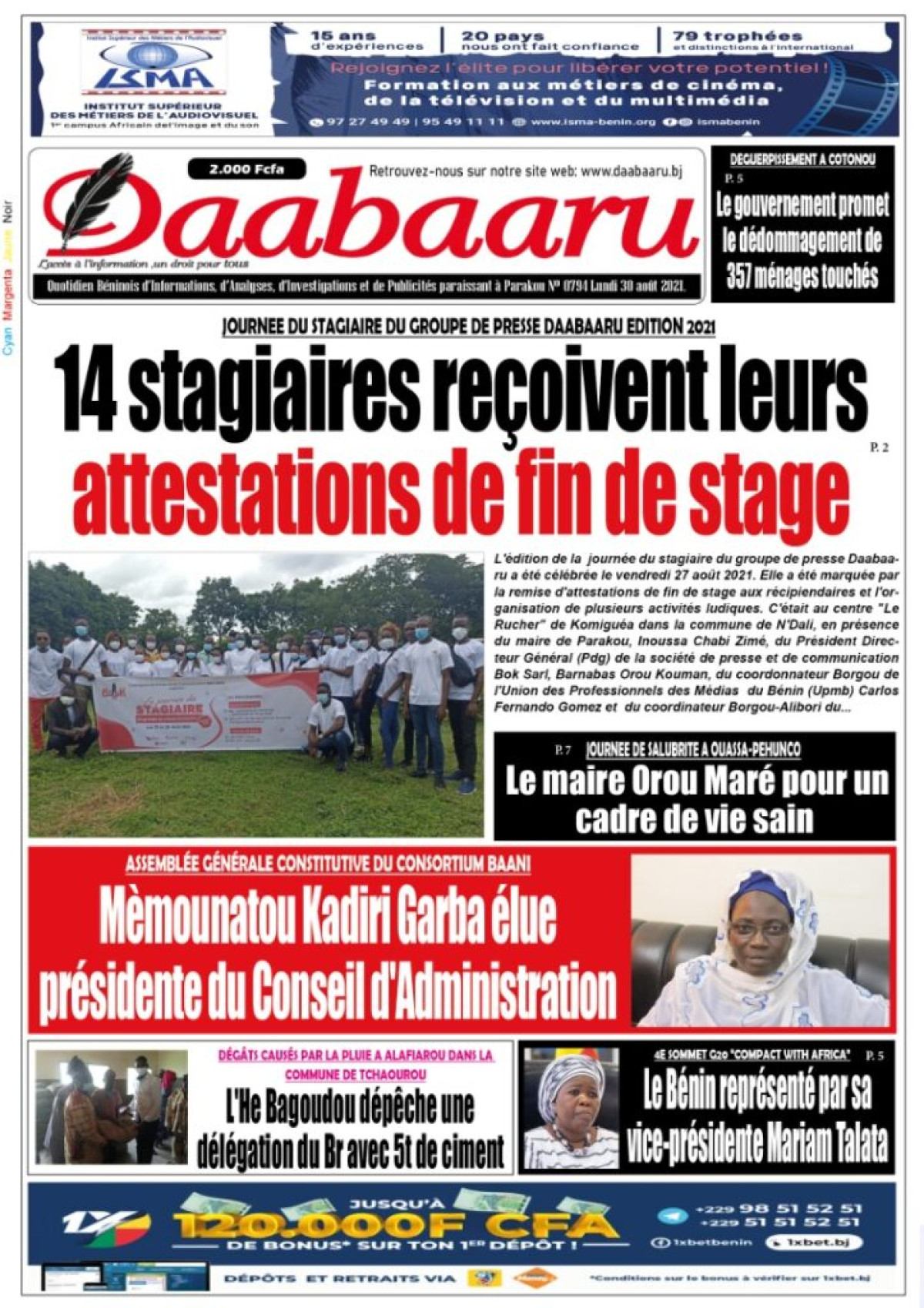 Parution du lundi 30 août 2021