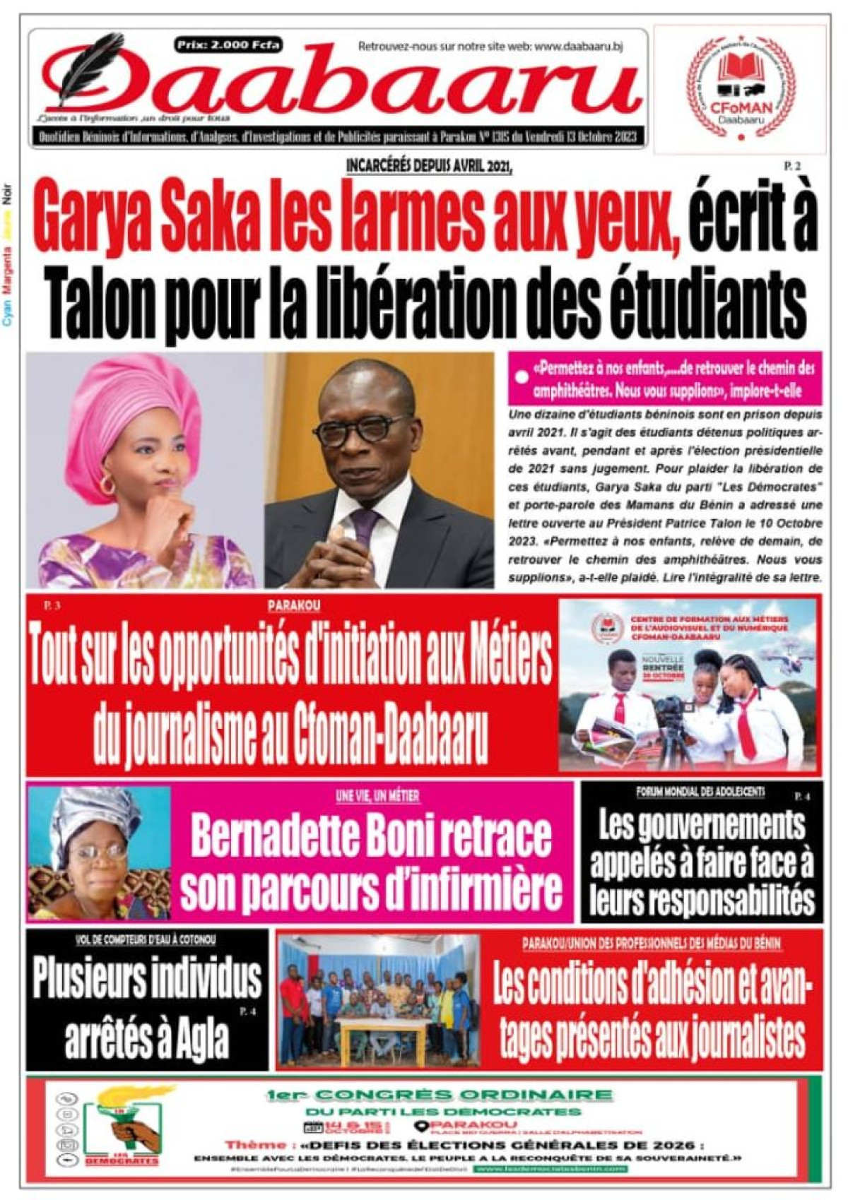 UNE DU VENDREDI 13 OCTOBRE 2023