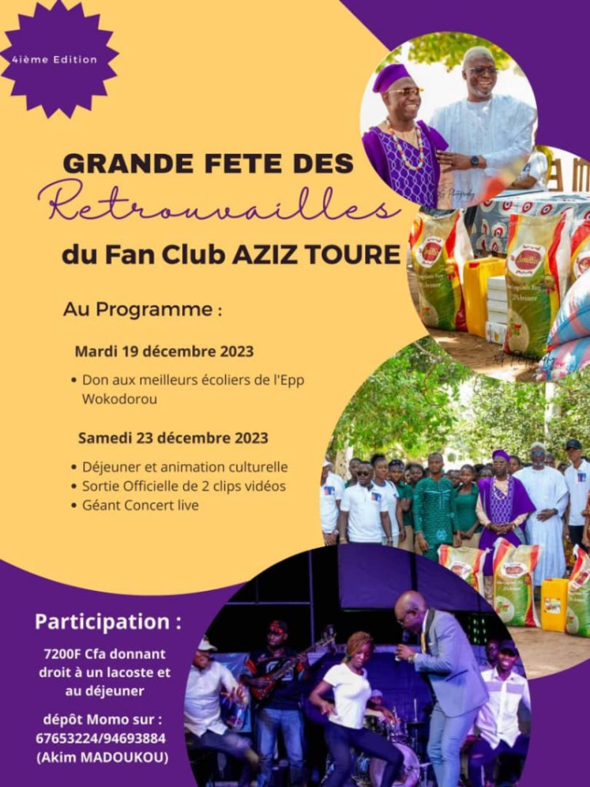 PARAKOU/GRANDE FÊTE DE RETROUVAILLES DU FAN CLUB AZIZ TOURÉ : La 4ème édition prévue pour décembre prochain