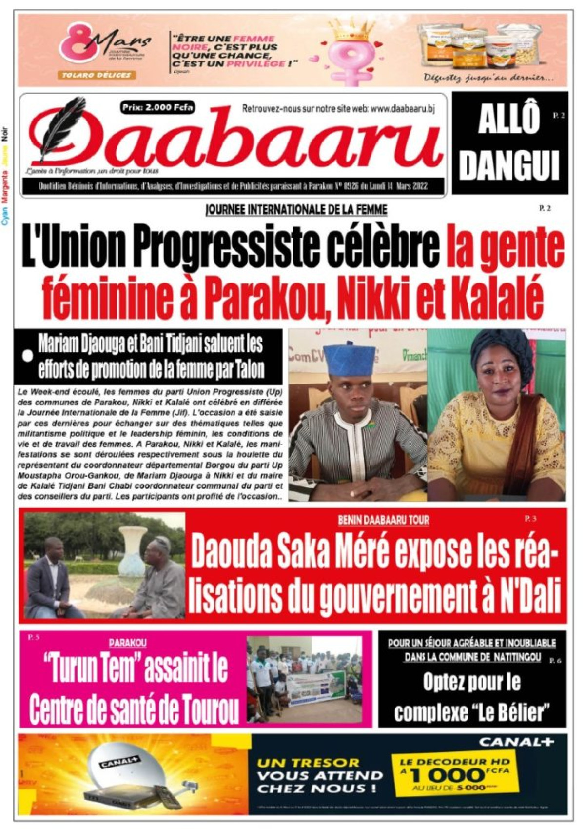 UNE DU LUNDI 14 MARS 2022