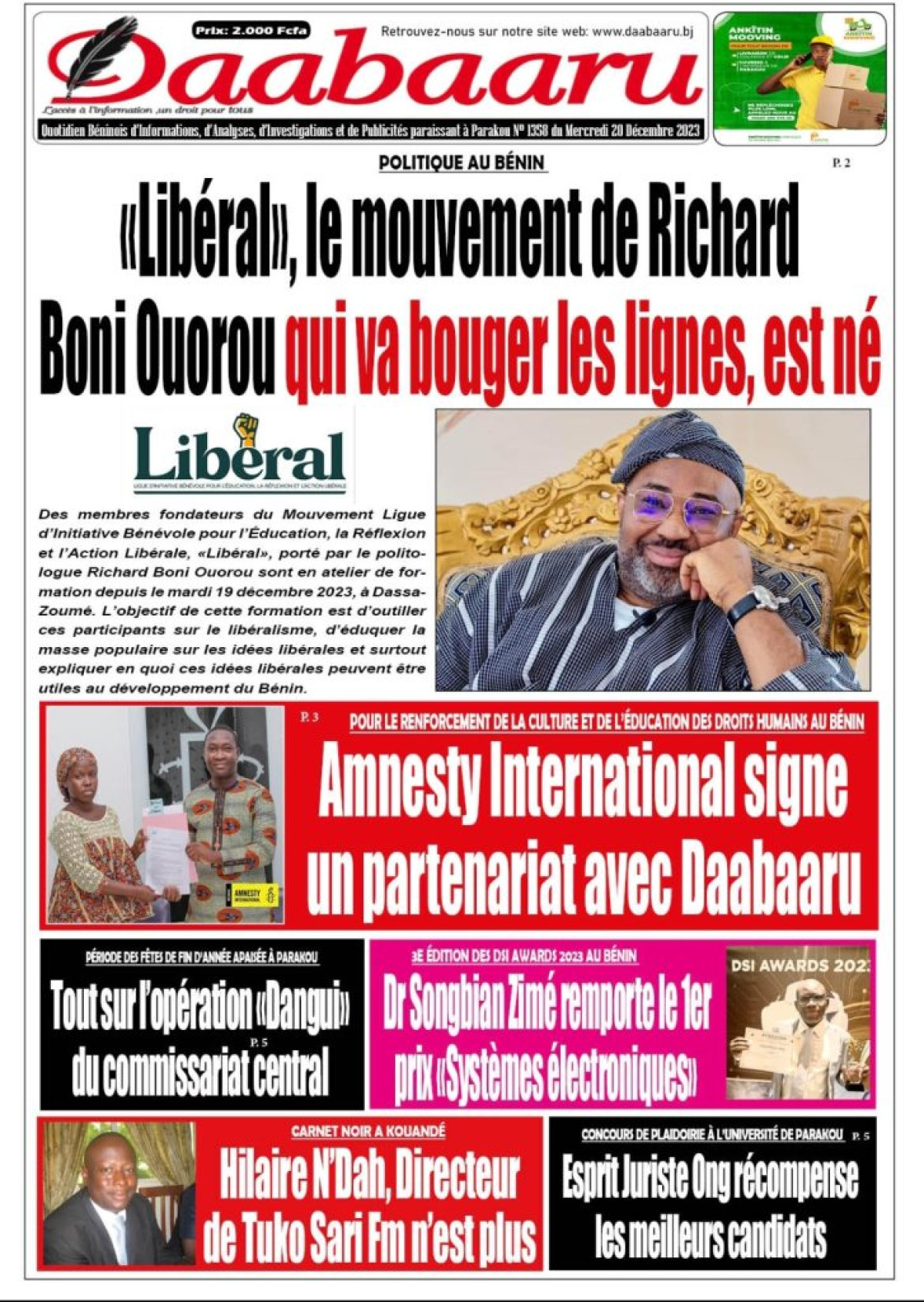 Parution du mercredi 20 décembre 2023