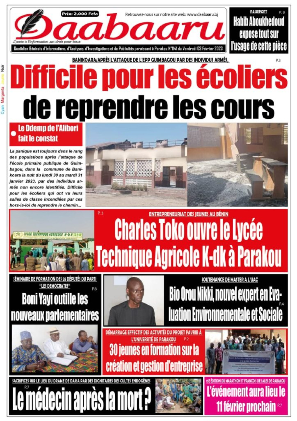 UNE DU VENDREDI 3 FÉVRIER 2023