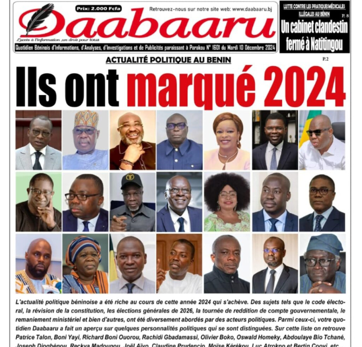 Actualité politique au bénin: ils ont marqué 2024