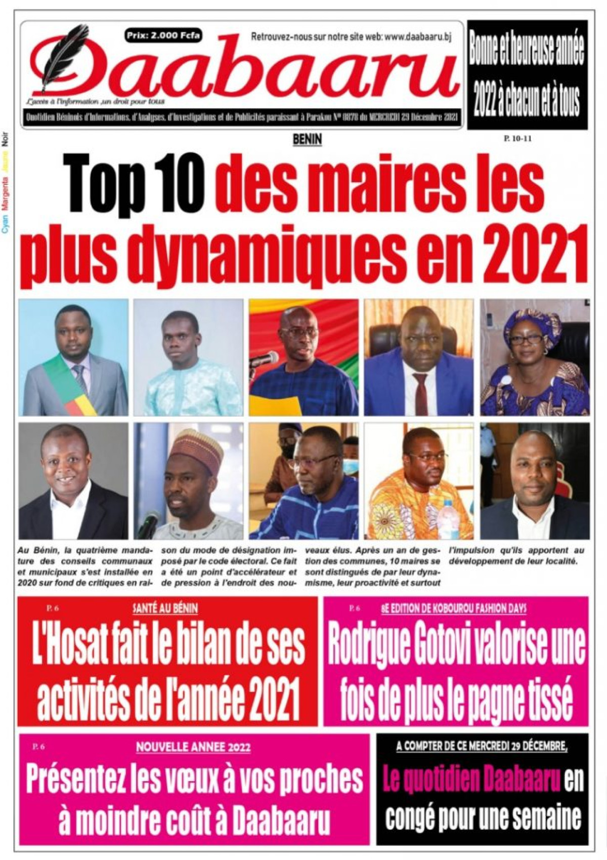 Parution du mercredi 29 décembre 2021