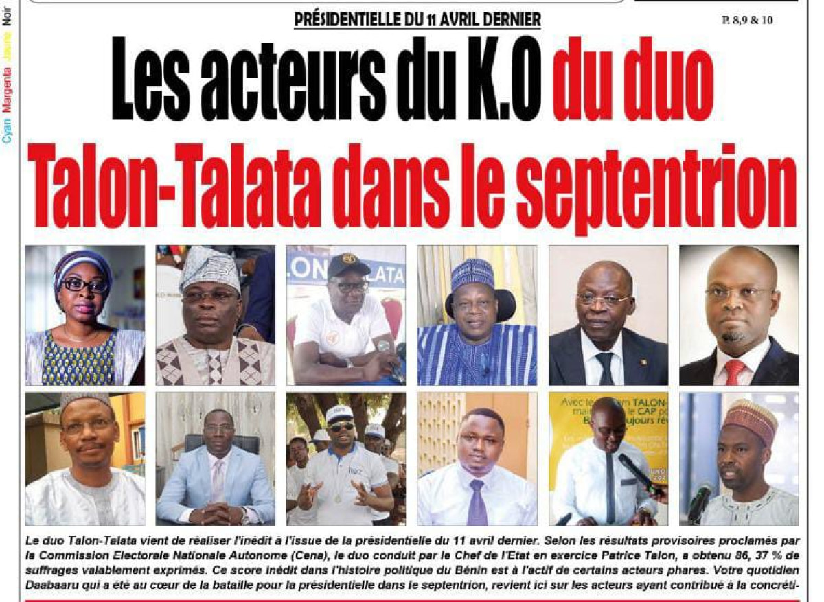 PRÉSIDENTIELLE DU 11 AVRIL DERNIER :  Les acteurs du K.O du duo Talon-Talata dans le septentrion