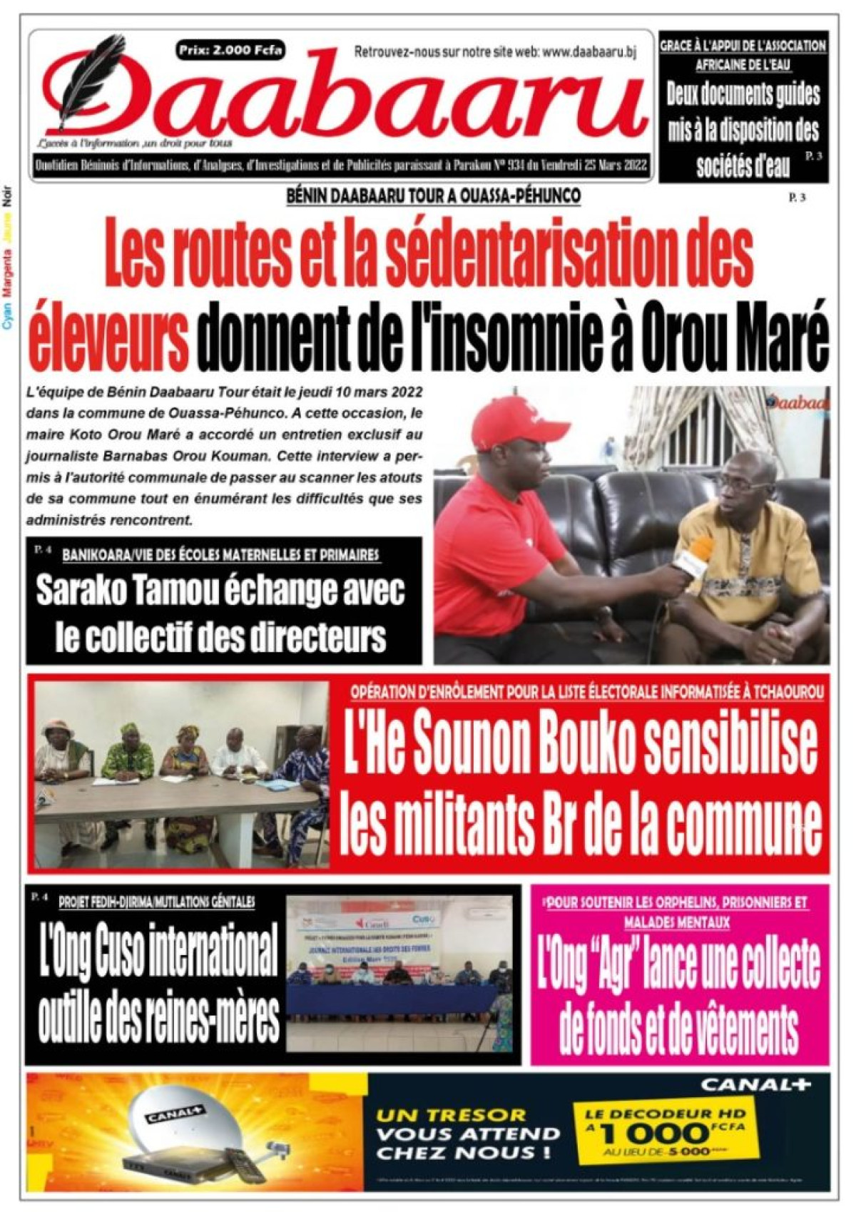 UNE DU VENDREDI 25 MARS 2022