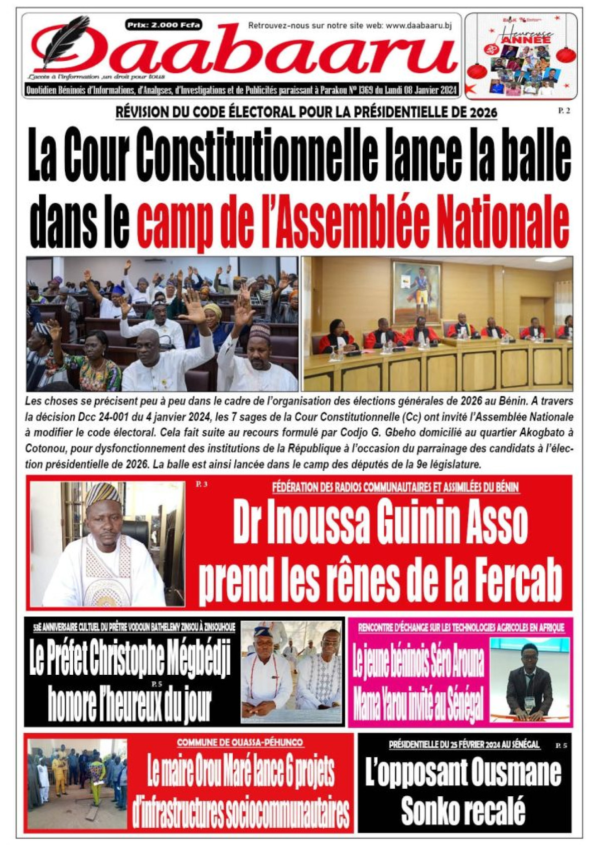 Parution du lundi 08 janvier 2024