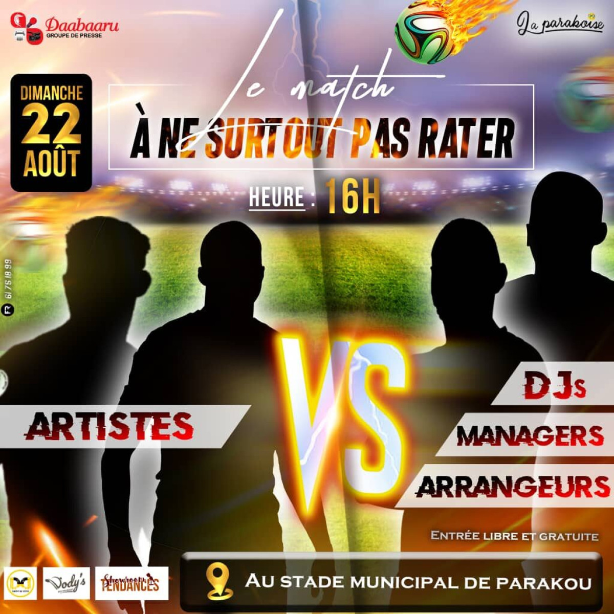 MATCH DE GALA AU STADE OMNISPORTS DE PARAKOU : Les artistes affrontent les Djs, managers et arrangeurs dimanche prochain