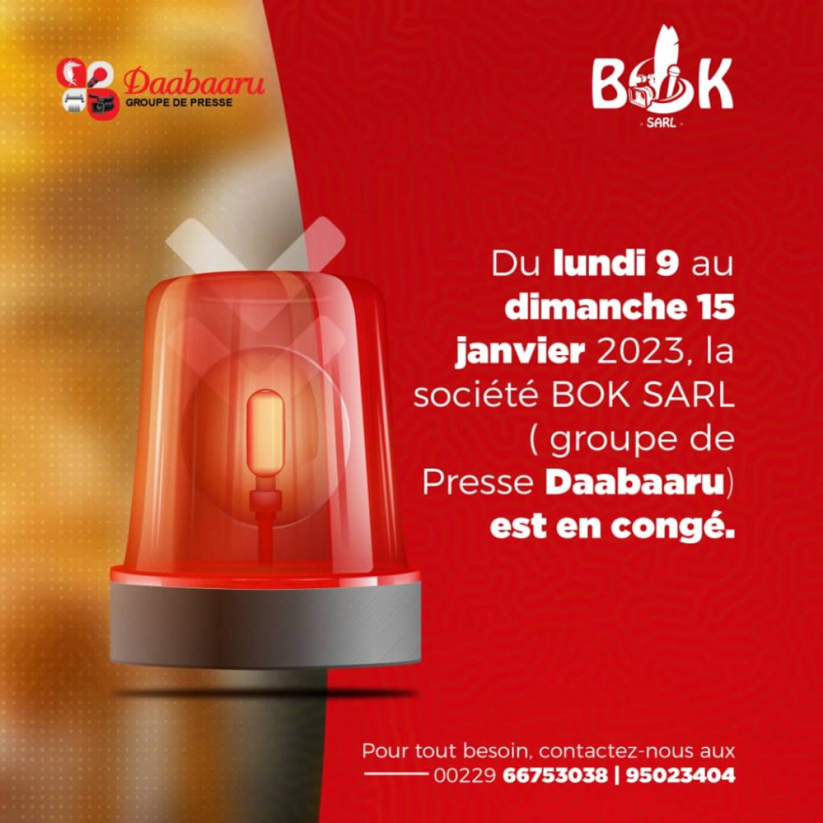 BÉNIN : Le personnel du groupe de presse Daabaaru en congé jusqu&rsquo;au 15 janvier prochain