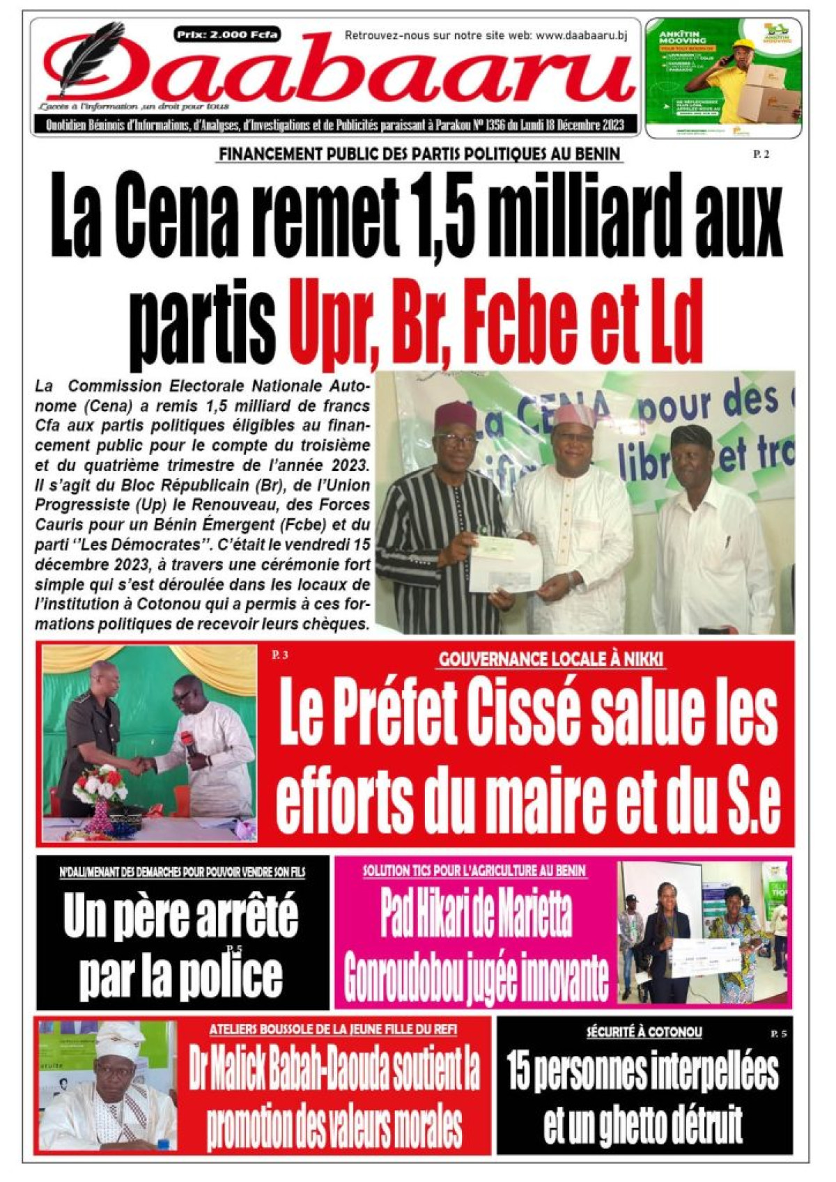 Parution du lundi 18 décembre 2023