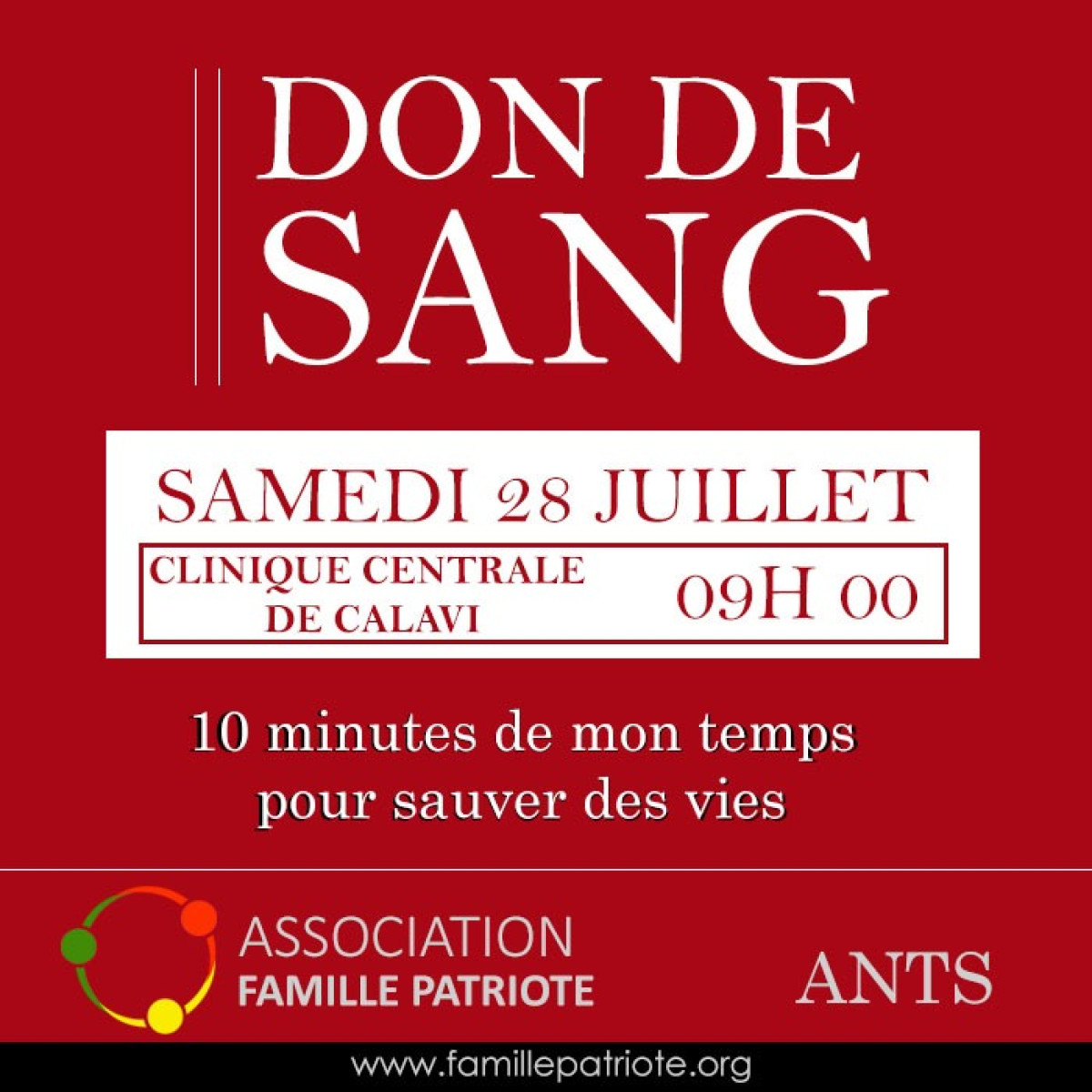 PÉNURIE DE SANG A CALAVI  : L’initiative de l’association Famille Patriote pour sauver des vies