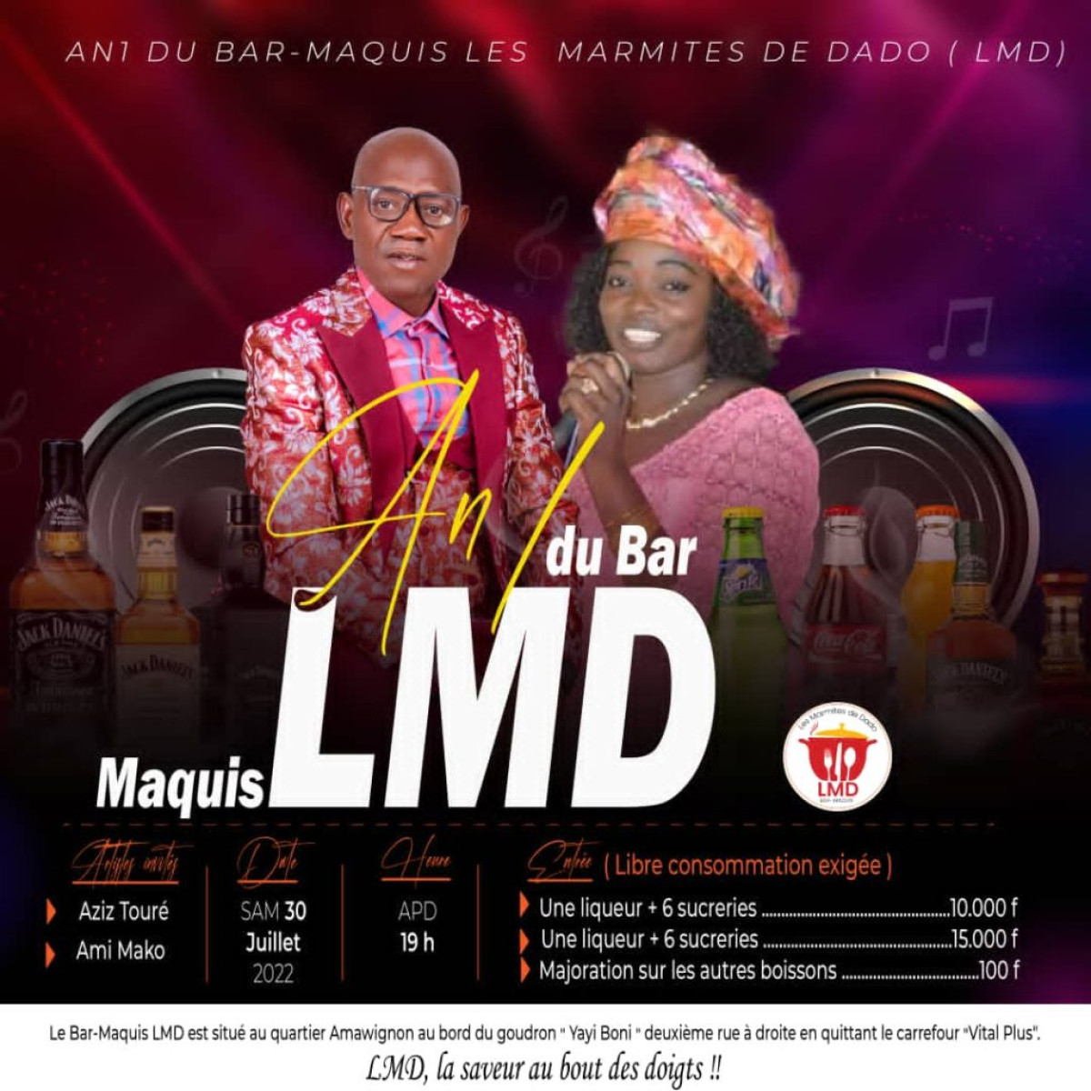 PARAKOU/CÉLÉBRATION DE L’AN 1 DU MAQUIS LES MARMITES DE DADO : Une soirée spéciale prévue pour le 30 juillet