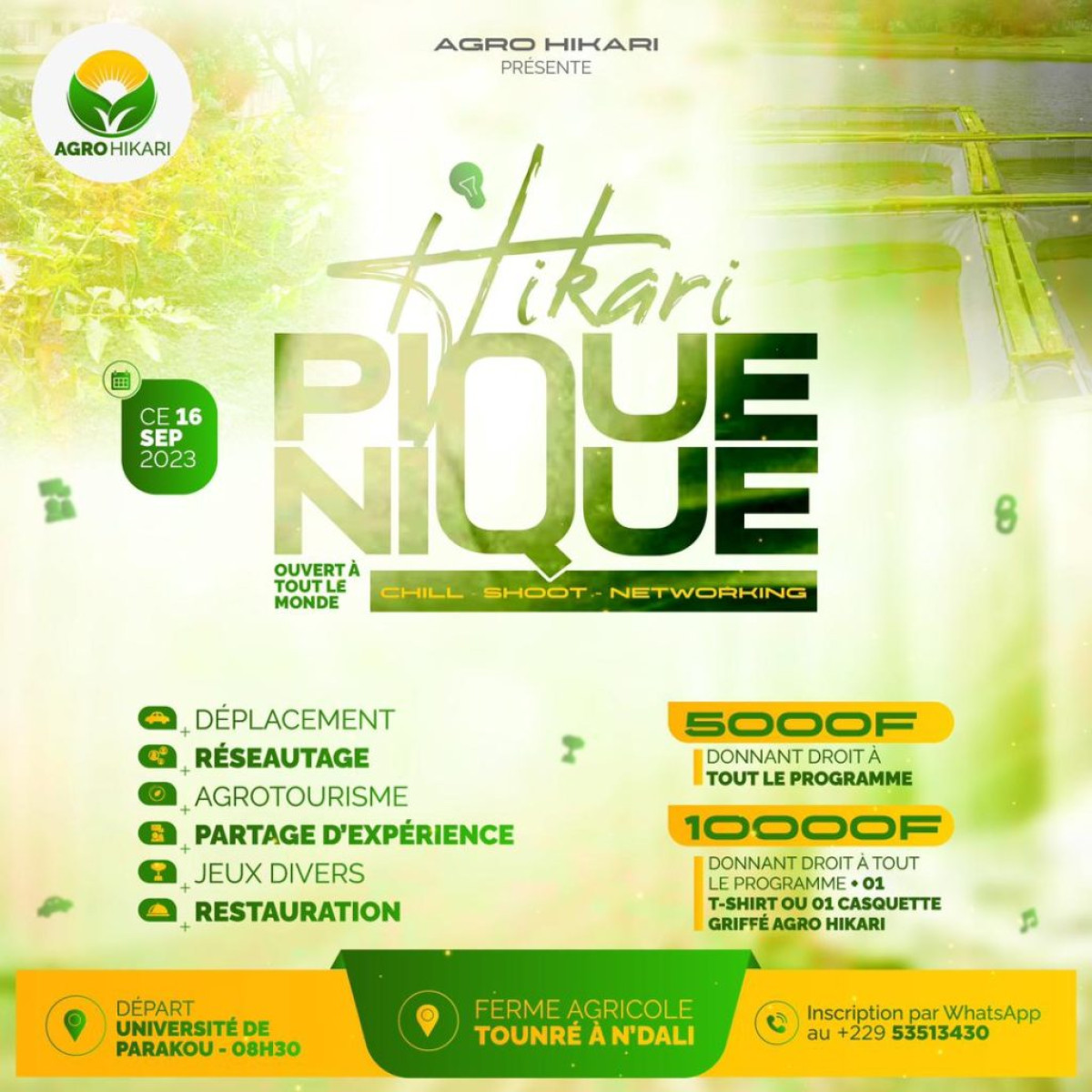 N&rsquo;DALI : Agro-Hikari organise un pique-nique le 16 septembre  . Les inscriptions ouvertes