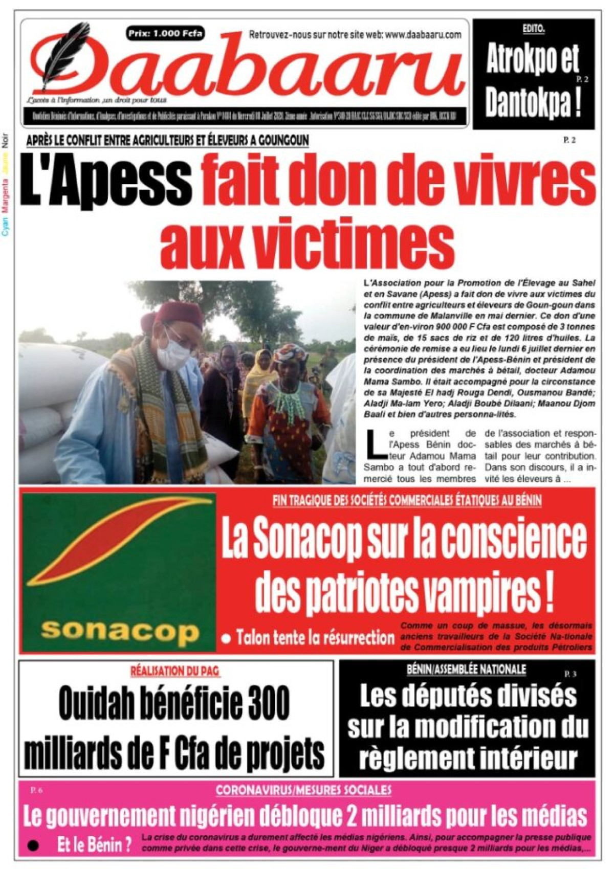 Parution du mercredi 09 juillet 2020