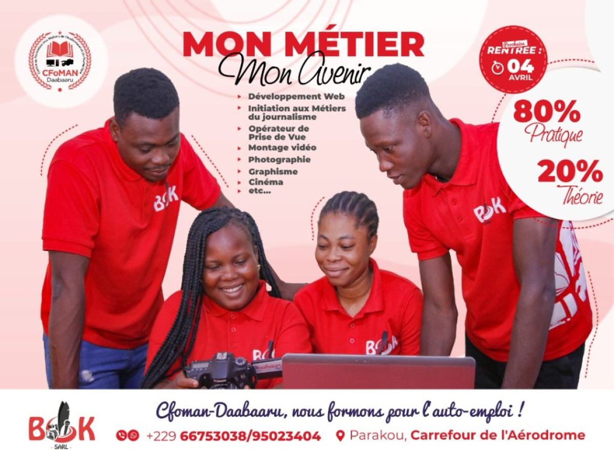 CENTRE DE FORMATION AUX MÉTIERS DE L’AUDIOVISUEL ET DU NUMÉRIQUE (CFOMAN-DAABAARU) : Les inscriptions se poursuivent . La rentrée prévue pour le 4 avril prochain