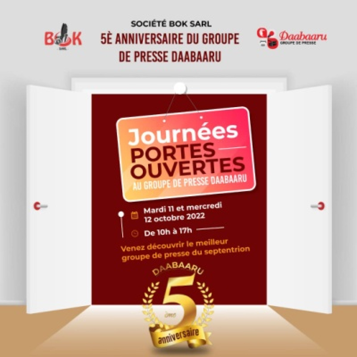 CÉLÉBRATION DE L’AN 5 DU GROUPE DE PRESSE DAABAARU : Les journées portes ouvertes démarrent ce jour