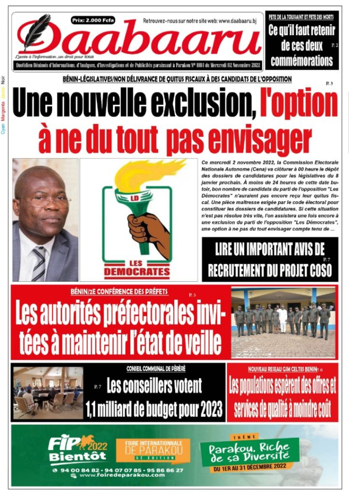 Parution du mercredi 02 novembre 2022