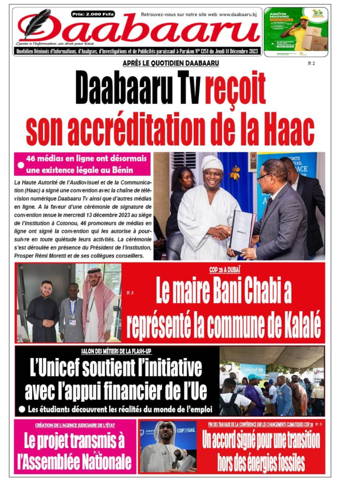 Parution du jeudi 14decembre 2023