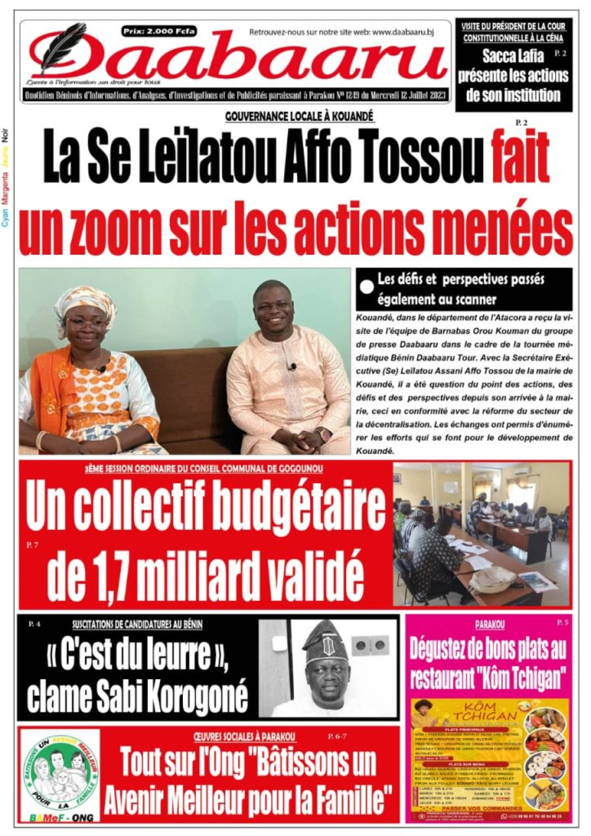 UNE DU MERCREDI 12 JUILLET 2023