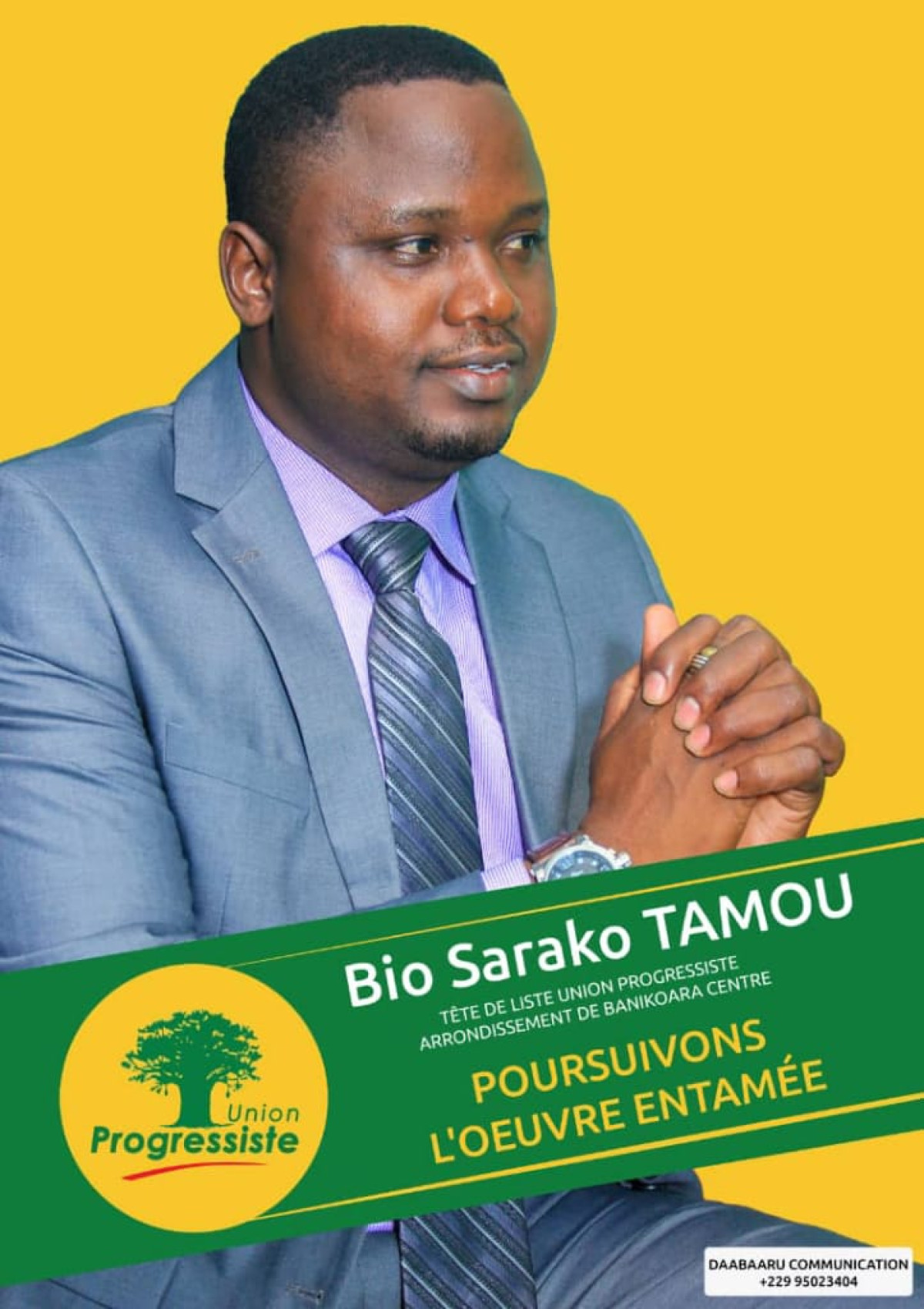 COMMUNALES ET MUNICIPAES DU 17 MAI : Message de remerciement de Bio Sarako Tamou aux militants Up de Banikoara