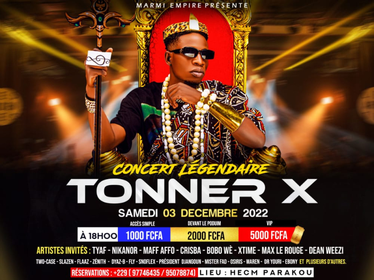GÉANT CONCERT LÉGENDAIRE À PARAKOU : Tonner-X sur scène le samedi 3 décembre à Hecm