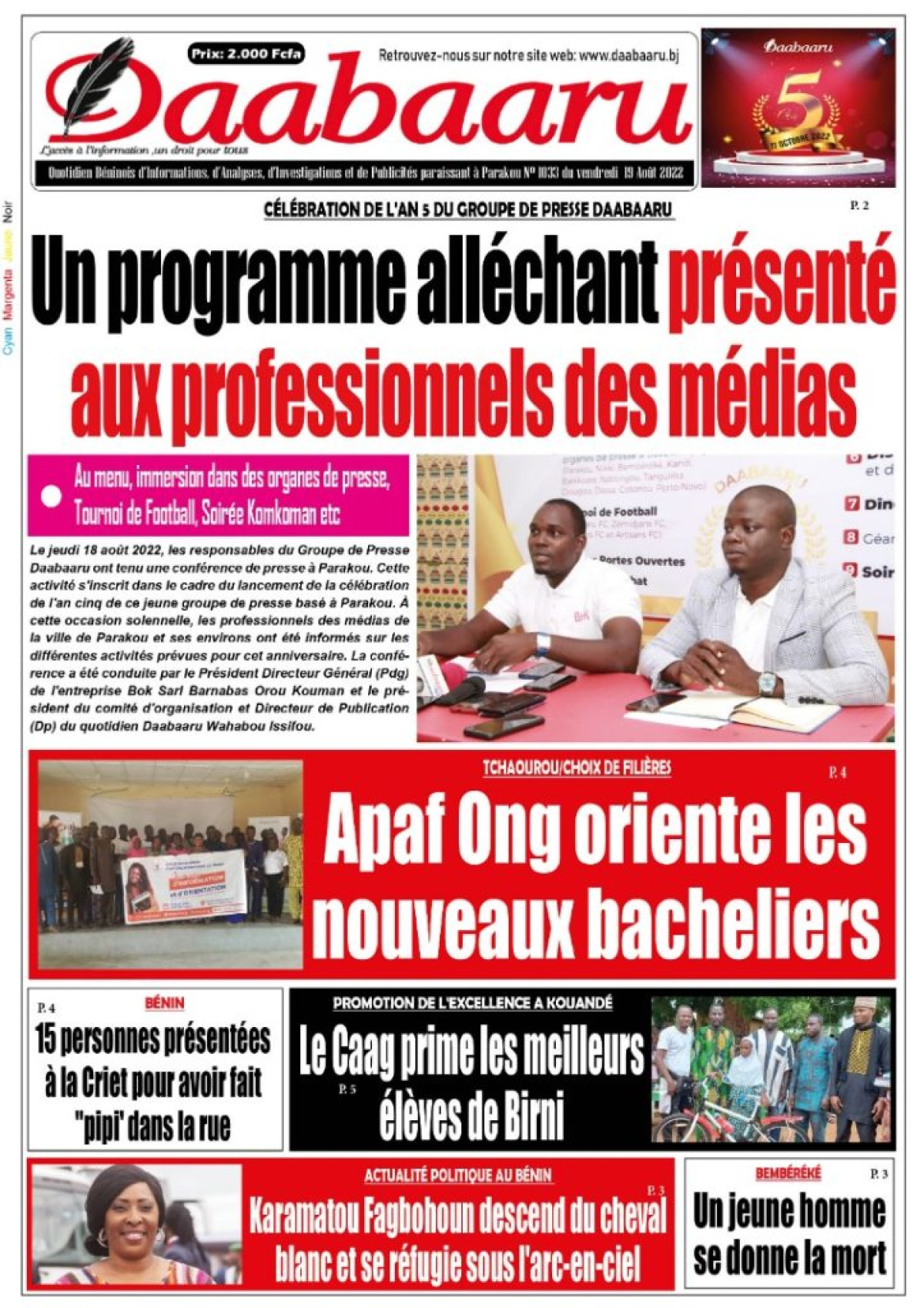 UNE DU VENDREDI 19 AOÛT 2022