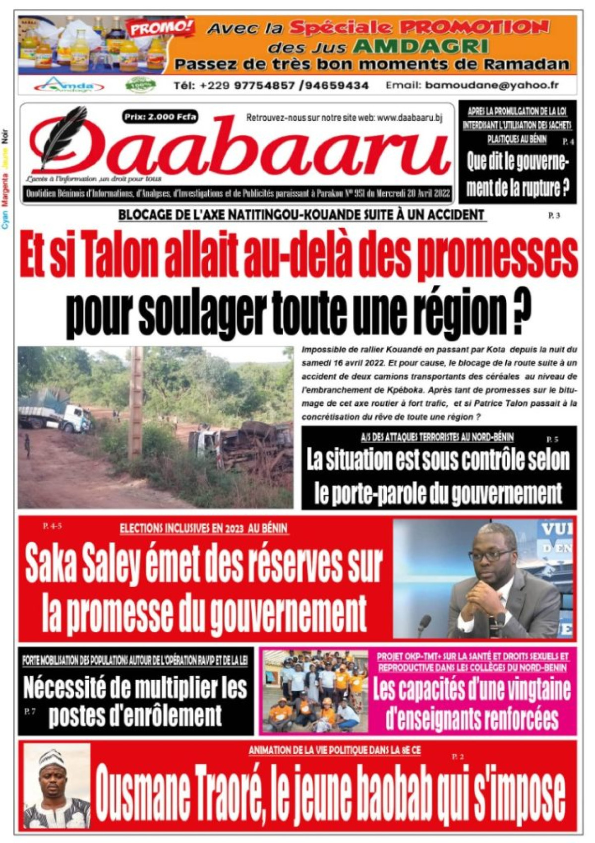 UNE DU MERCREDI 20 AVRIL 2022