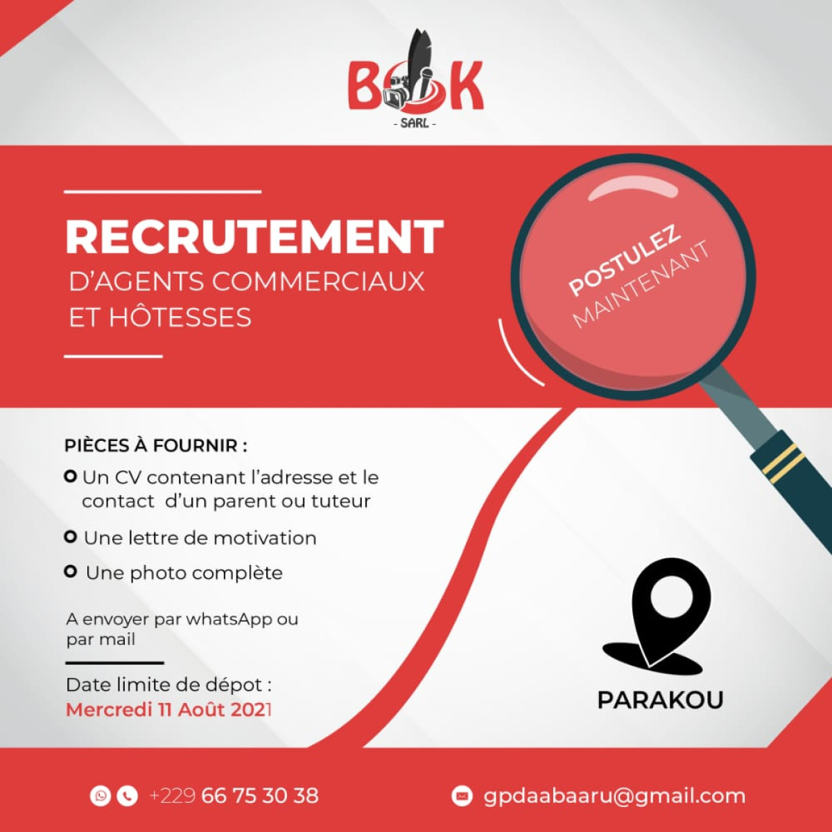 PARAKOU : La société Bok Sarl lance un avis de recrutement