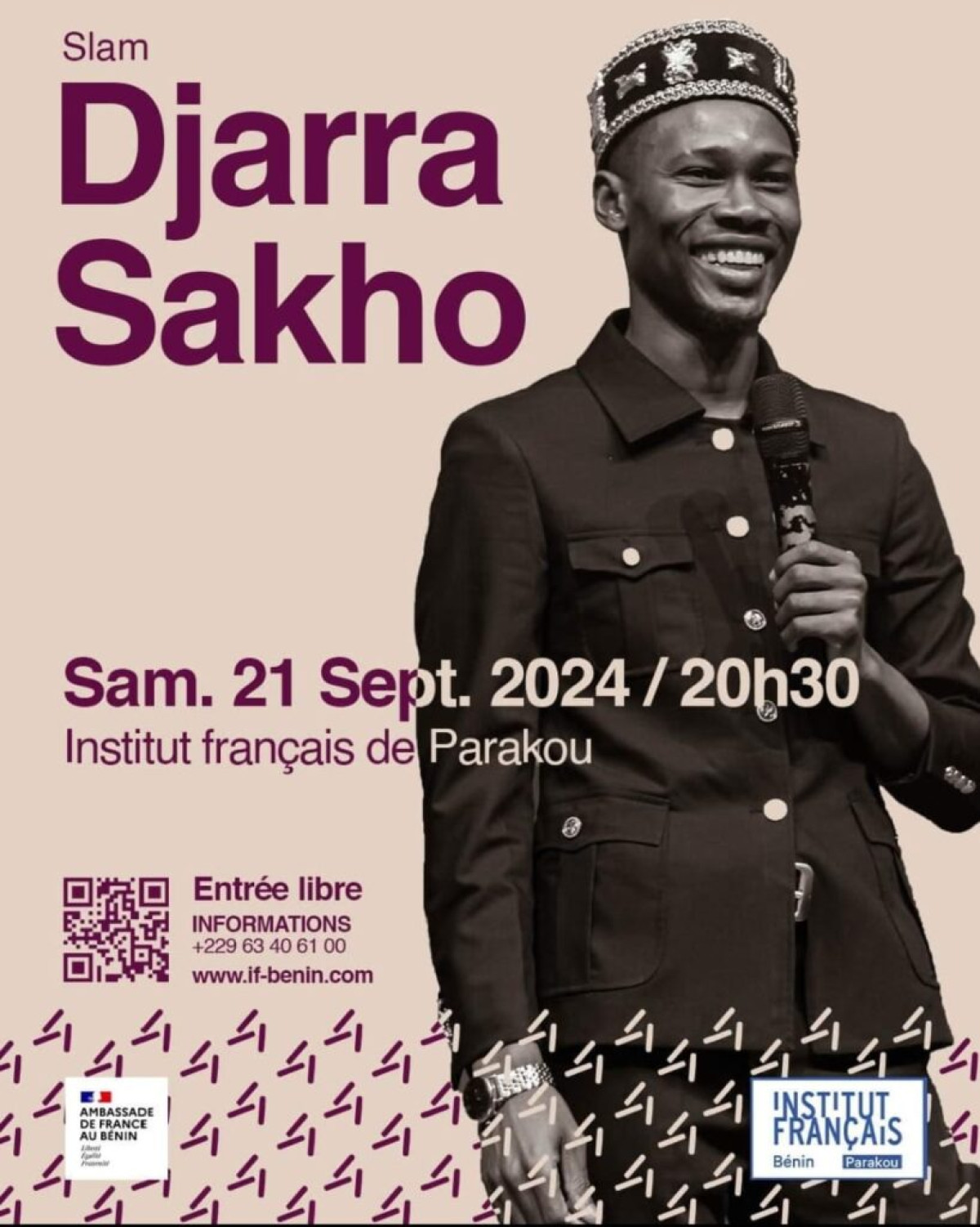 SOIRÉE SLAM À L&rsquo;INSTITUT FRANÇAIS DE PARAKOU  : Djarra Sakho sur scène le 21 septembre prochain 
