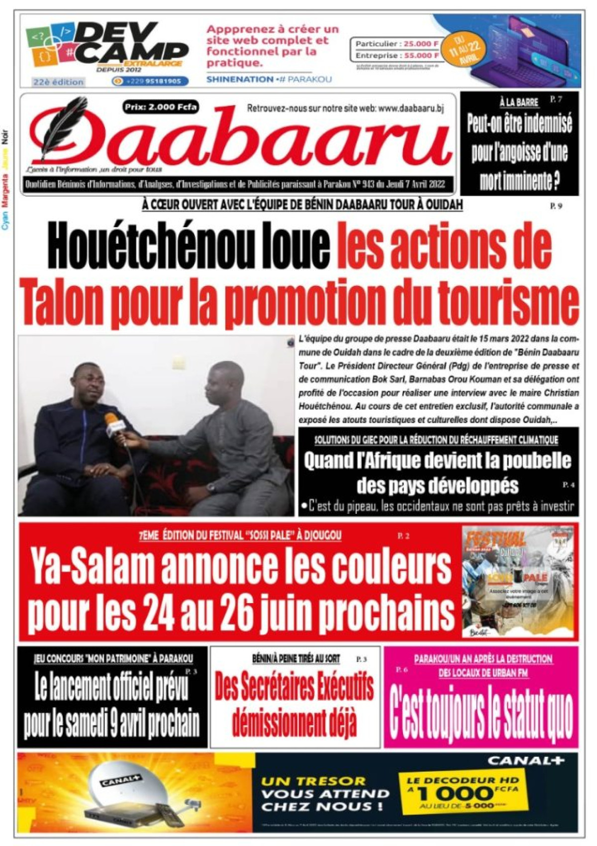 UNE DU JEUDI 7 AVRIL 2022