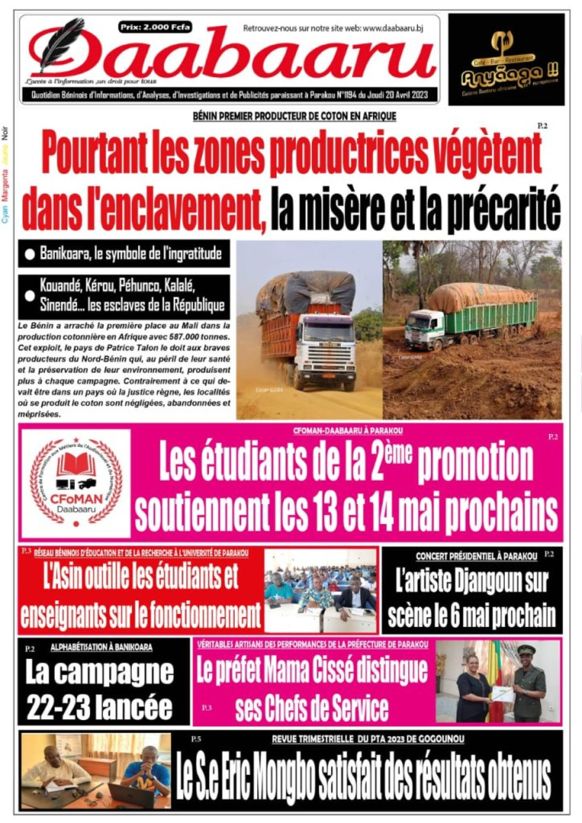 UNE DU JEUDI 20 AVRIL 2023