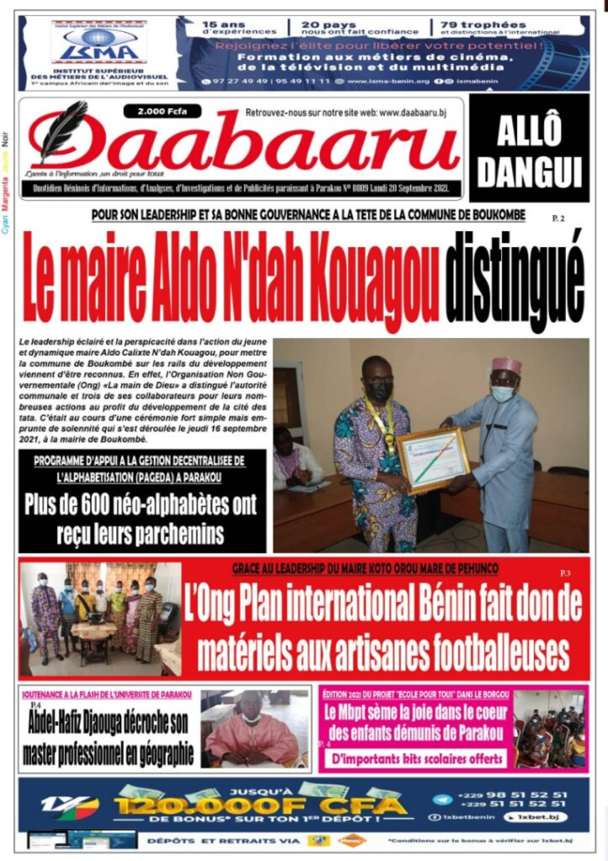 Parution du lundi 20 septembre 2021