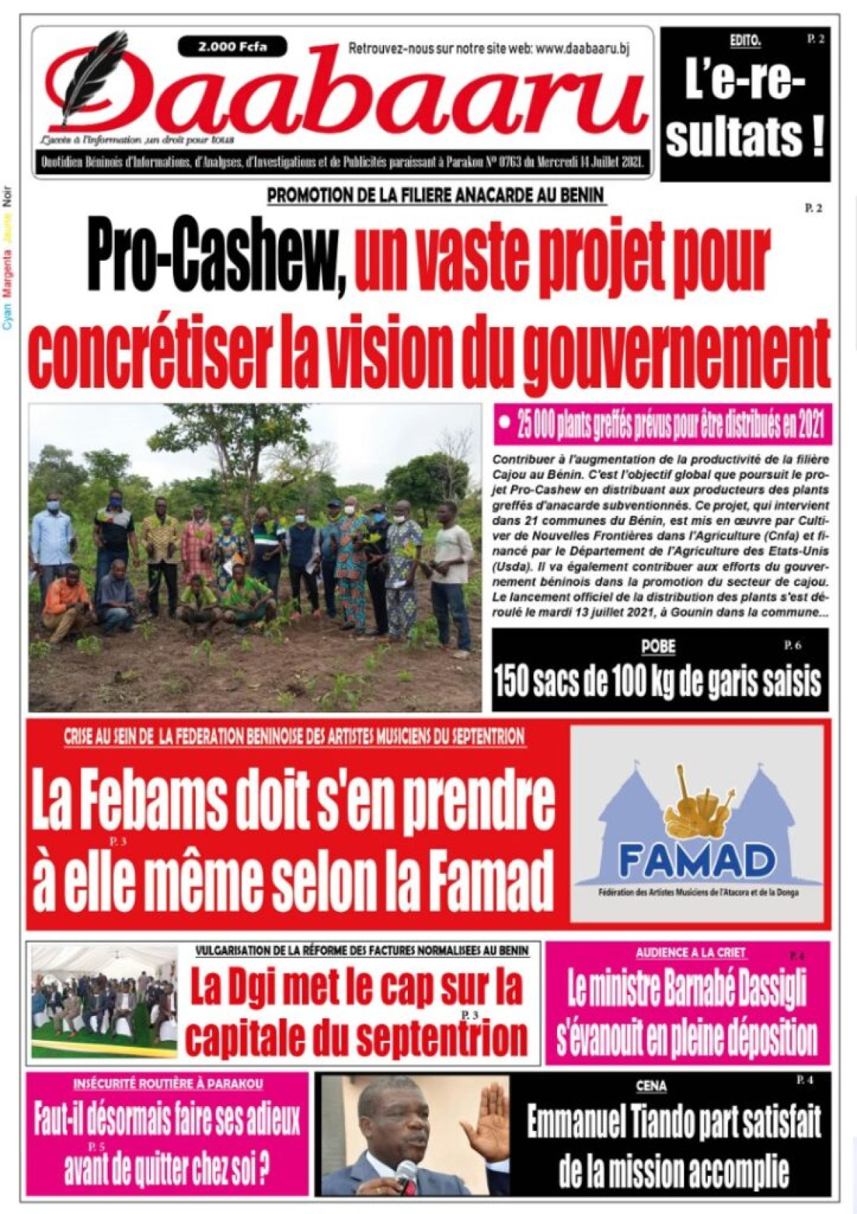 Parution du mercredi 13 juillet 2021