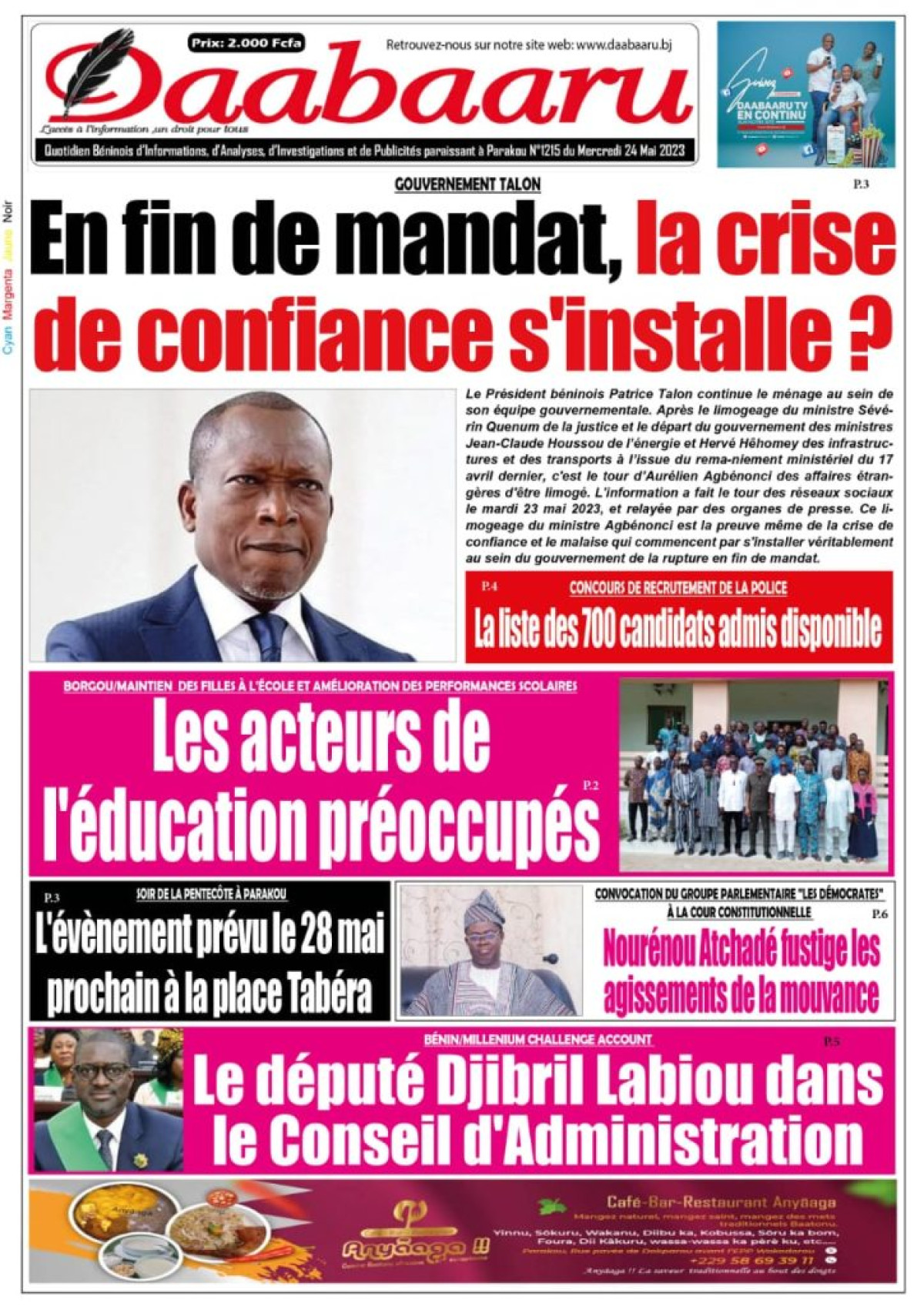 UNE DU MERCREDI 24 MAI 2023