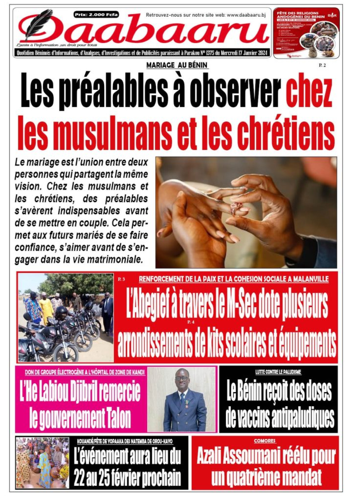 Parution du mercredi 17janvier 2024